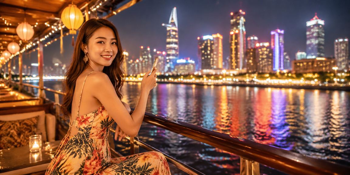 Người dùng tại TP.HCM dùng điện thoại di động thanh toán casino trong không khí chợ đêm